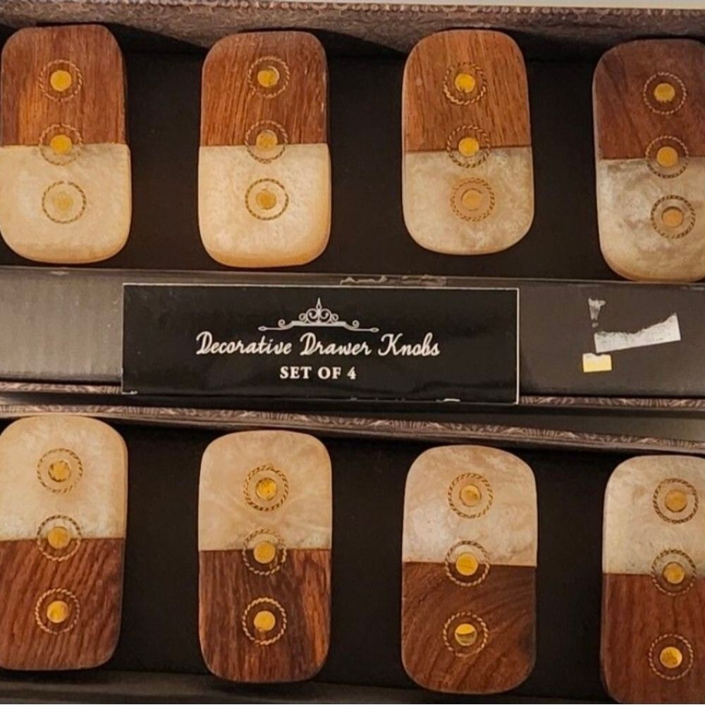 8 Decorative Wood and Resin Drawer Knobs/ Pulls